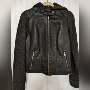 xhilaration hooded faux leather jacket